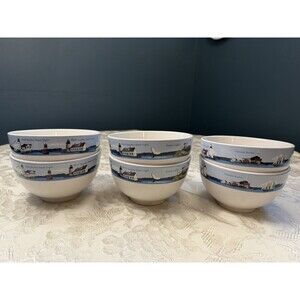 Lot of 6 LL Bean Vacation Land  Bowl Camden Portland Nubble Maine Lighthouses